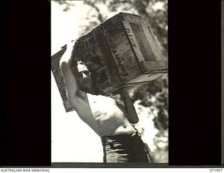 LAE, NEW GUINEA. 1944-04-01. NX93349 PRIVATE LEO LAYLER, 43RD FORWARD ORDNANCE DEPOT WHO CONTESTED THE FEDERAL SEAT OF NORTH SYDNEY, NEW SOUTH WALES AGAINST THE SITTING MEMBER WILLIAM MORRIS HUGHES ..