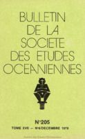 Bulletin de la Société des Études Océaniennes numéro 205