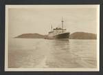 Steam ship, mountains in background, New Zealand?