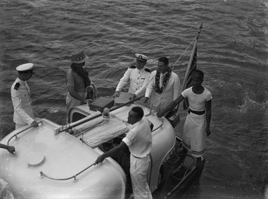 [High angle view of people on a boat]