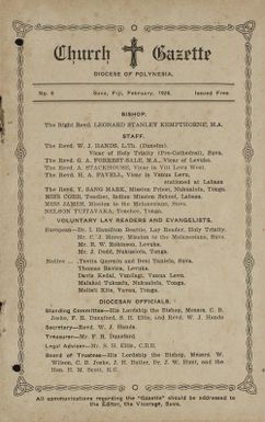 Church Gazette, Polynesia: February 1926