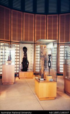 New Caledonia - Jean-Marie Tijbaou Cultural Centre - interior, artefacts on display