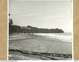 FINSCHHAFEN AREA, NEW GUINEA, 1943-10-23. GENERAL VIEW OF SCARLET BEACH LOOKING NORTH