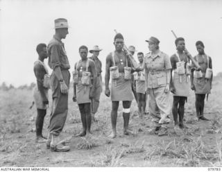 SALAMAUA, NEW GUINEA. 1945-04-24. IRON GIRDERS RE- INFORCING THE NARROW PENINSULA OF SALAMAUA