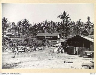 JACQUINOT BAY, NEW BRITAIN. 1945-08-31. THE ADMINISTRATION AND WORKSHOP AREA, 53 PORT CRAFT COMPANY ROYAL AUSTRALIAN ENGINEERS