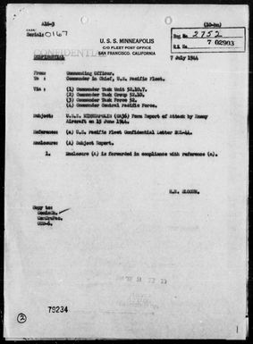 MINNEAPOLIS - AA Act Rep, 6/15/44, West of Saipan Island, Marianas