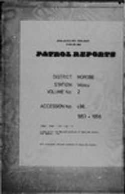 Patrol Reports. Morobe District, Wasu, 1953 - 1956