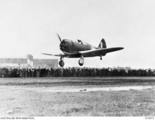 1943-09-03. BOOMERANG TAKES OFF. THE NEW AUSTRALIAN MADE FIGHTER-INTERCEPTOR PLANE, THE BOOMERANG, PARTICIPATED SUCCESSFULLY IN THE ALLIED LANDINGS NEAR LAE. HERE THE FIRST BOOMERANG TAKES OFF ON ..