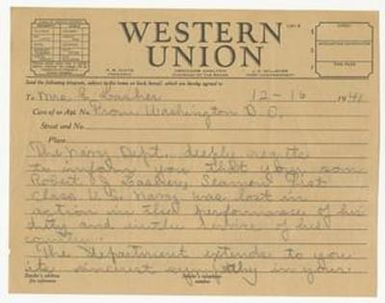 [Telegram from Chester W. Nimitz to Elizabeth Lasher, December 16, 1941]