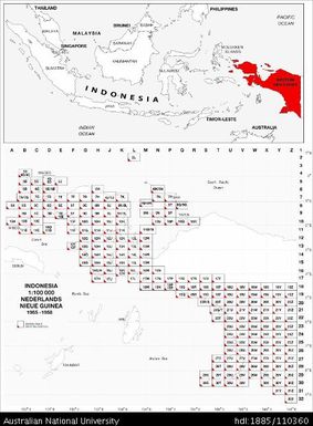 Indonesia INDEX, 1:100 000, Western New Guinea, Nederlands Nieue Guinea Series, 1955-1958