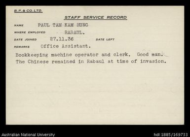 Hung, Paul Tam Kam Hung