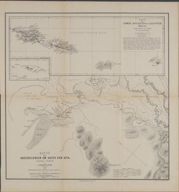 Karte der Ansiedelungen am Hafen von Apia, Insel Upolo / von L. Friederichsen kartograph