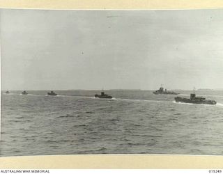 1943-07-12. AMERICAN ADVANCE INTO TROBRIAND ISLANDS. THESE ARE THE FIRST PICTURES OF THE AMERICAN ADVANCE INTO KIRIWINA AND WOODLARK ISLANDS, AND SHOW PART OF A LONG LINE OF SMALL SHIPS ON THEIR ..