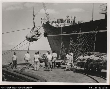 Loading sugar at the wharf, Lautoka