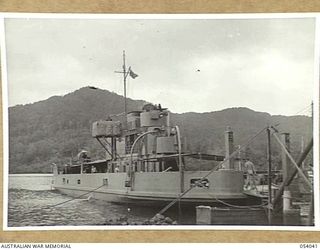 KWIARA, CHINA STRAITS. 1943-07-03. THE AB-20, THE LARGEST SHIP OF THE 1ST AUSTRALIAN WATER TRANSPORT GROUP (SMALL CRAFT)