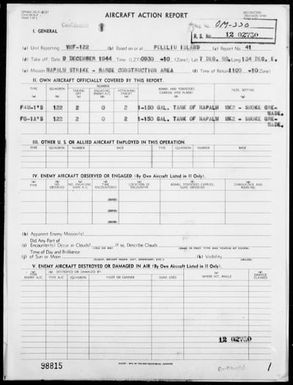 VMF-122 - ACA Reps Nos 41-42 - Bombing & Strafing Targets in the Palau Is 12/9 & 10/44