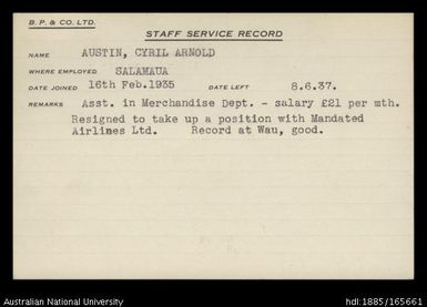 Austin, Cyril Arnold
