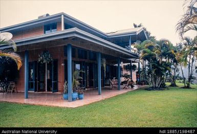 Fiji - wooden building with blue details