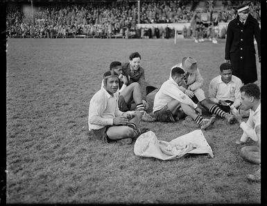 Fijian rugby team during a match against the New Zealand Maori