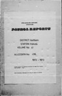 Patrol Reports. Northern District, Kokoda, 1972 - 1973