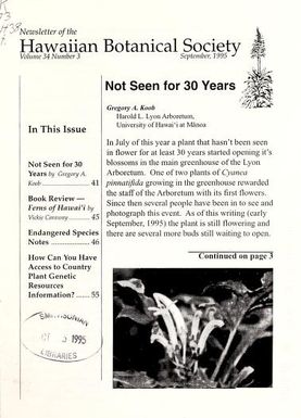 Newsletter - Hawaiian Botanical Society