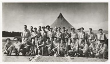 [VMF-214 with squadron victory boards, Guadalcanal]