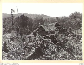 LAE, NEW GUINEA. 1945-10-05. THE OFFICERS' QUARTERS, ALLIED INTELLIGENCE BUREAU, NEW GUINEA HEADQUARTERS