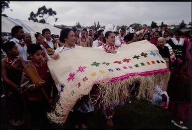 Gift presentation at launch of  Tongan Free Wesleyan Church, Vaine Mo'onia, Grey Lynn, Auckland