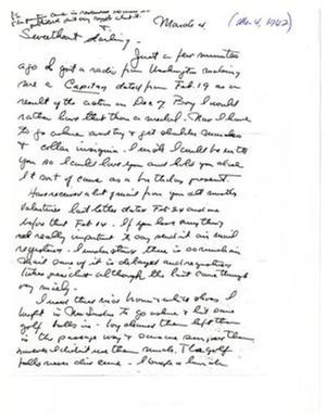 [Letter from Cassin Young to Eleanor McFadden Young, March 4, 1942]