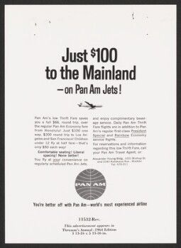 Just $100 to the Mainland--on Pan Am Jets!