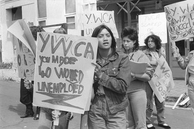 Women protesting against YWCA