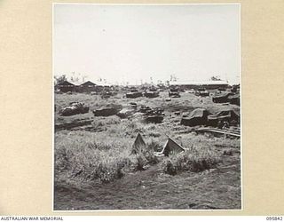 CAPE WOM, WEWAK AREA, NEW GUINEA. 1945-08-30. THE TANK PARK AREA, 2/4 ARMOURED REGIMENT WORKSHOP, CORPS OF AUSTRALIAN ELECTRICAL AND MECHANICAL ENGINEERS