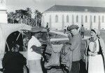 Rev. Bonzon getting into a jeep to go to the aerodrome of Wakat-Ouvea