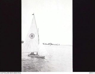 DALLMAN HARBOUR, NEW GUINEA, 1945-11-11. A SAILING REGATTA, ORGANISED BY A COMMITTEE FROM 16 INFANTRY BRIGADE, WAS HELD ON DALLMAN HARBOUR. FORTY FIVE CRAFT, MADE BY THE CREWS FROM MATERIALS ..