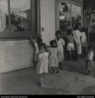 Children outside of store