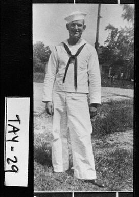 [Photograph of Jack Kirksey in his sailor's uniform, Reynolds, Taylor County, Georgia, ca. 1940]
