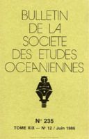 Bulletin de la Société des Études Océaniennes numéro 235