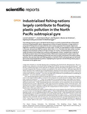 Industrialised Fishing Nations largely Contribute to Floating Plastic Pollution in the North Pacific Subtropical Gyre