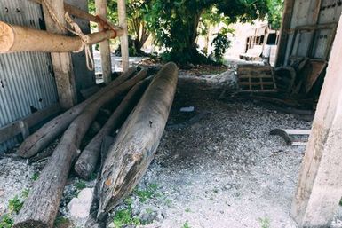 Canoe stowed away, Atafu, Tokelau