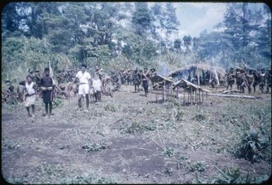 Philip Bogembo at a pig kill and dance, Koroba, Papua New Guinea, ca. 1951 / Albert Speer