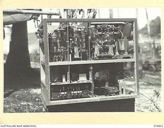 MILILAT, NEW GUINEA. 1944-07-16. A REAR VIEW OF A JAPANESE MODEL 94, TYPE 2, 300 WATT RADIO TRANSMITTER CAPTURED BY THE AUSTRALIAN TROOPS IN THE AREA