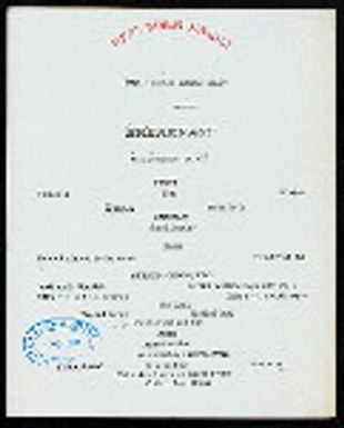 BREAKFAST [held by] TOYO KISEN KAISHA [at] EN ROUTE ABOARD HONG KONG MARU (SS)
