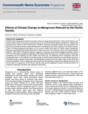 Effects of climate change on mangroves relevant to the Pacific Islands