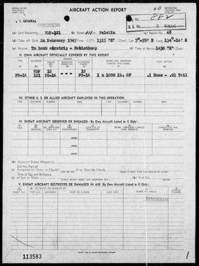 VMF-121 - ACA reps nos 48-50 â Bombing targets on Babelthuap Is, Palau Is 2/24-27/45