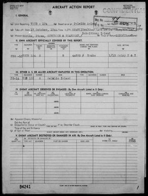 VMTB-134 - ACA Form Rep #134-1 - Rep of Bombing Piers on Babelthaup Is, Palau Is, 10/17/44