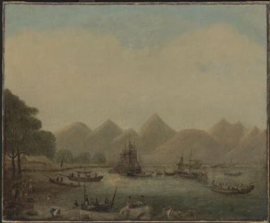 View of Moorea, Friendly Islands, South Seas, 1777, ships Resolution and Discovery / [Robert Cleveley]