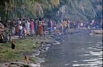 Crowd of people watch fish drive