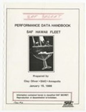 Performance data handbook - SAF Hawaii fleet, prepared by Clay Oliver, SAIC