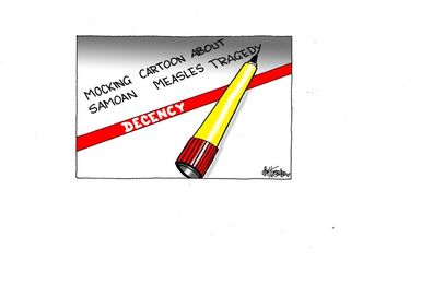 Mocking cartoon about Samoan measles tragedy crosses the line of decency