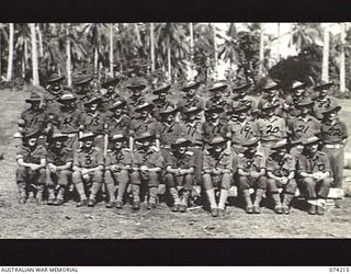 SIAR, NEW GUINEA. 1944-06-23. OFFICERS AND NON COMMISSIONED OFFICERS OF HEADQUARTERS COMPANY, 57/60TH INFANTRY BATTALION. IDENTIFIED PERSONNEL ARE:- VX135760 SERGEANT J.R. NEWLANDS (1); VX87478 ..